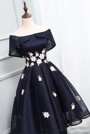 2024 Chic Off-the-Shoulder Appliques Asymmetrical Short High Low Homecoming