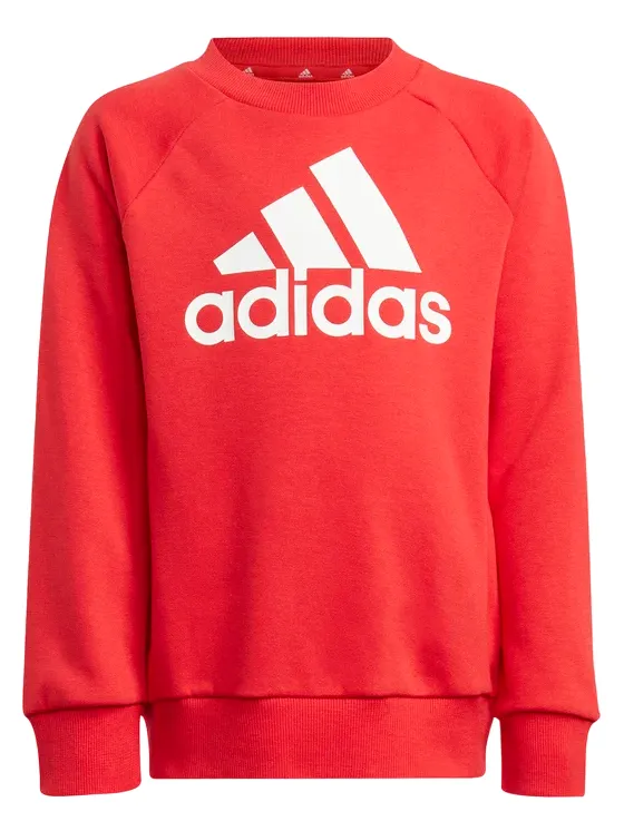 Adidas children's tracksuit with crewneck sweatshirt Essentials Logo IJ6378 red-black