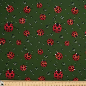 Animal Series Water Beetles Green Cotton Prints