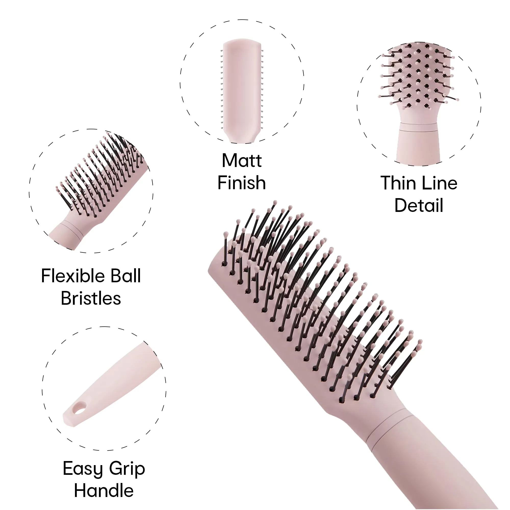 Anko Mini Grooming Flat Hair Brush with Strong & flexible nylon bristles | Anti static ball tips, For Grooming, Volumising & Back Brushing.