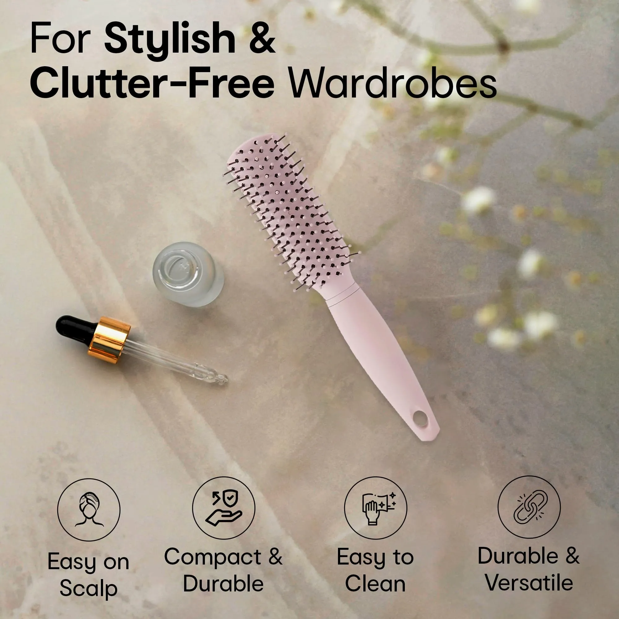 Anko Mini Grooming Flat Hair Brush with Strong & flexible nylon bristles | Anti static ball tips, For Grooming, Volumising & Back Brushing.