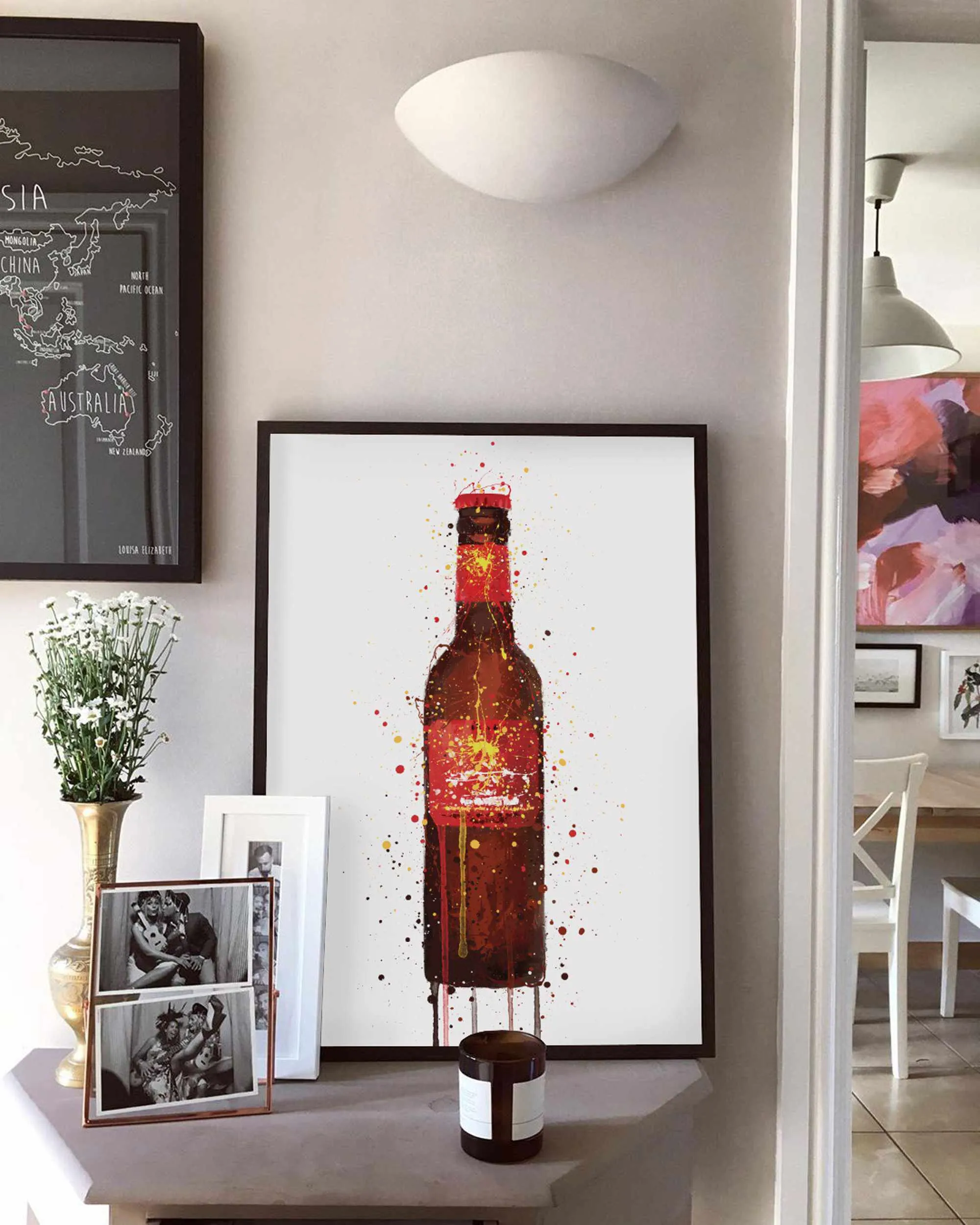 Beer Bottle Wall Art Print 'Rambla Red'
