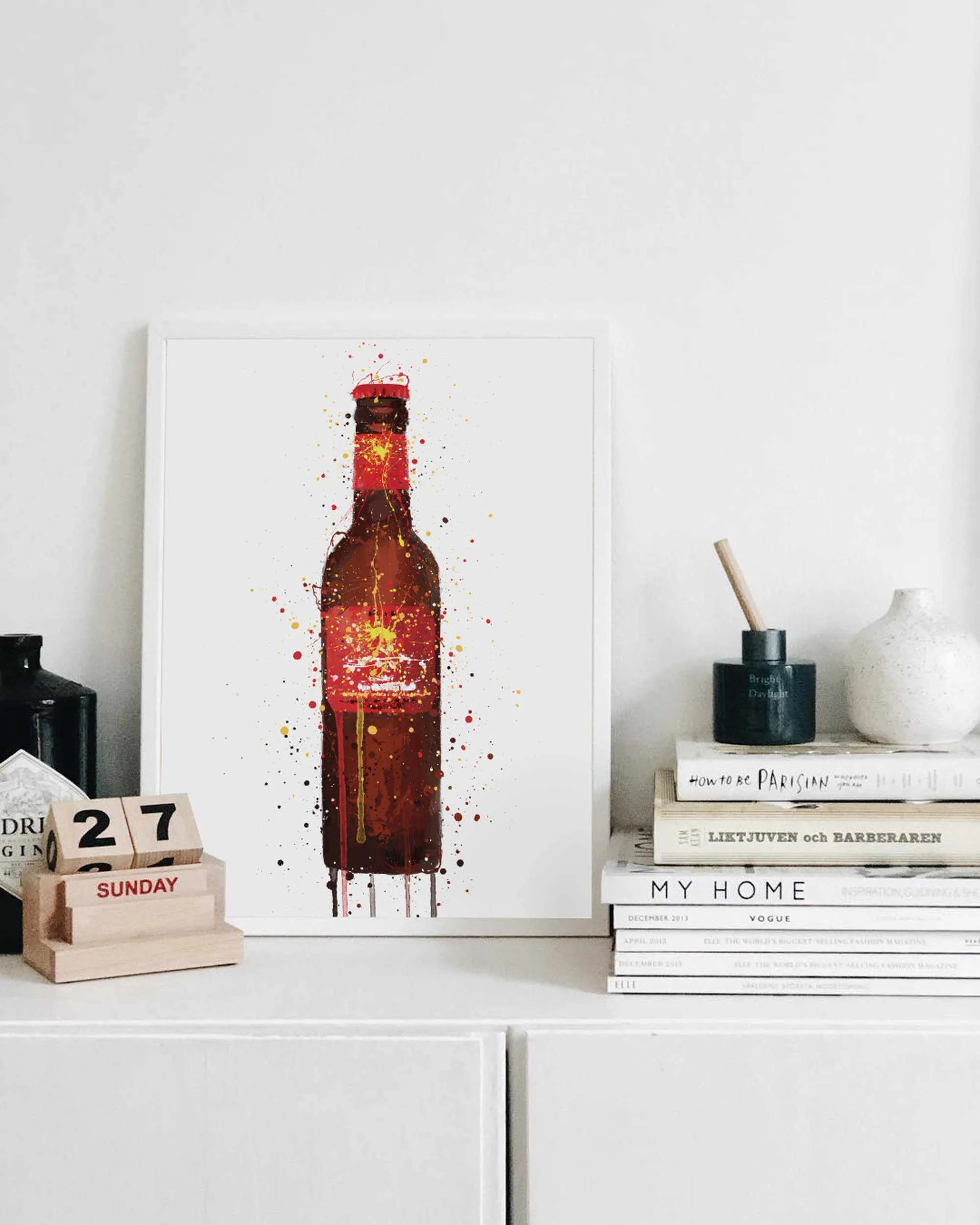 Beer Bottle Wall Art Print 'Rambla Red'