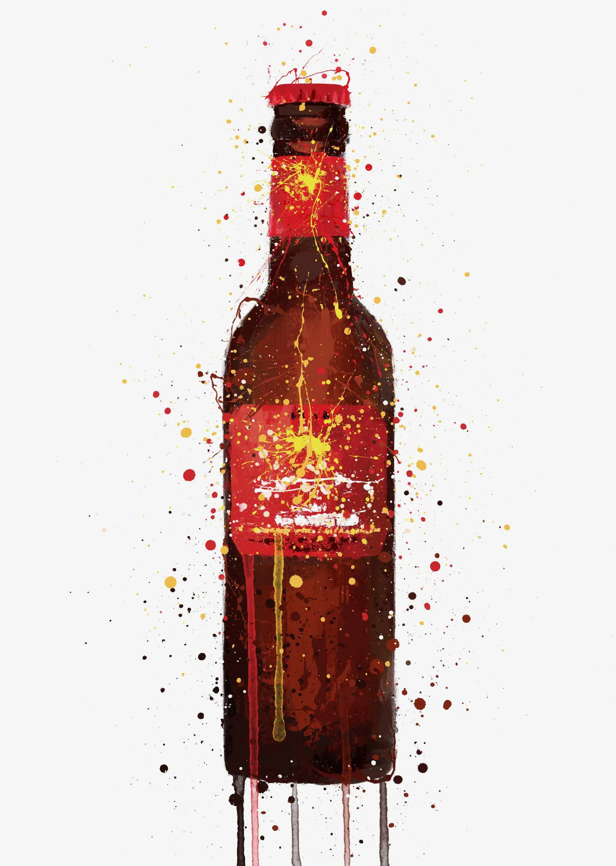 Beer Bottle Wall Art Print 'Rambla Red'