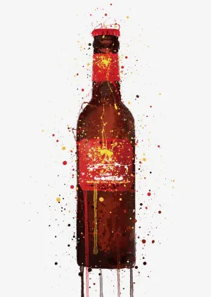 Beer Bottle Wall Art Print 'Rambla Red'