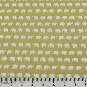 Beige Mini Elephant Animal Cotton Print