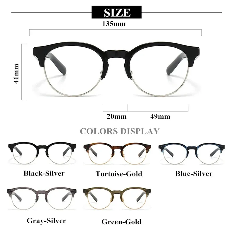 Black Mask Unisex Full Rim Round Titanium Acetate Eyeglasses M92
