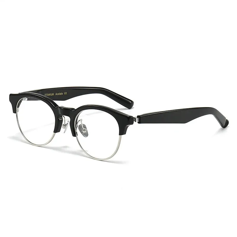 Black Mask Unisex Full Rim Round Titanium Acetate Eyeglasses M92