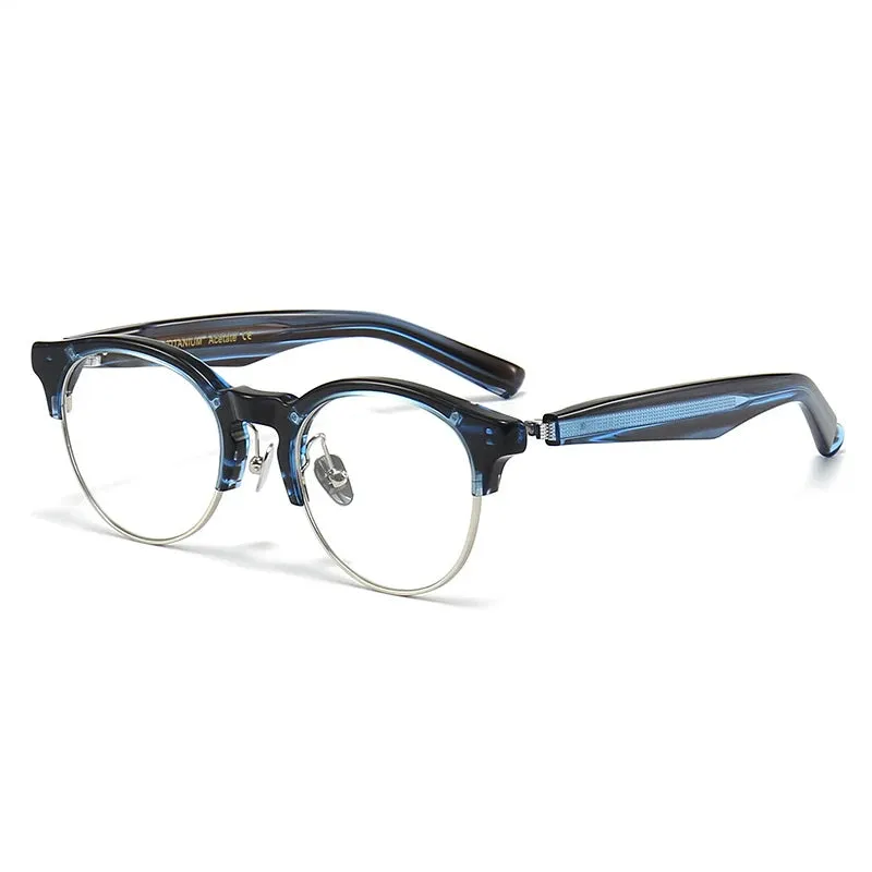 Black Mask Unisex Full Rim Round Titanium Acetate Eyeglasses M92