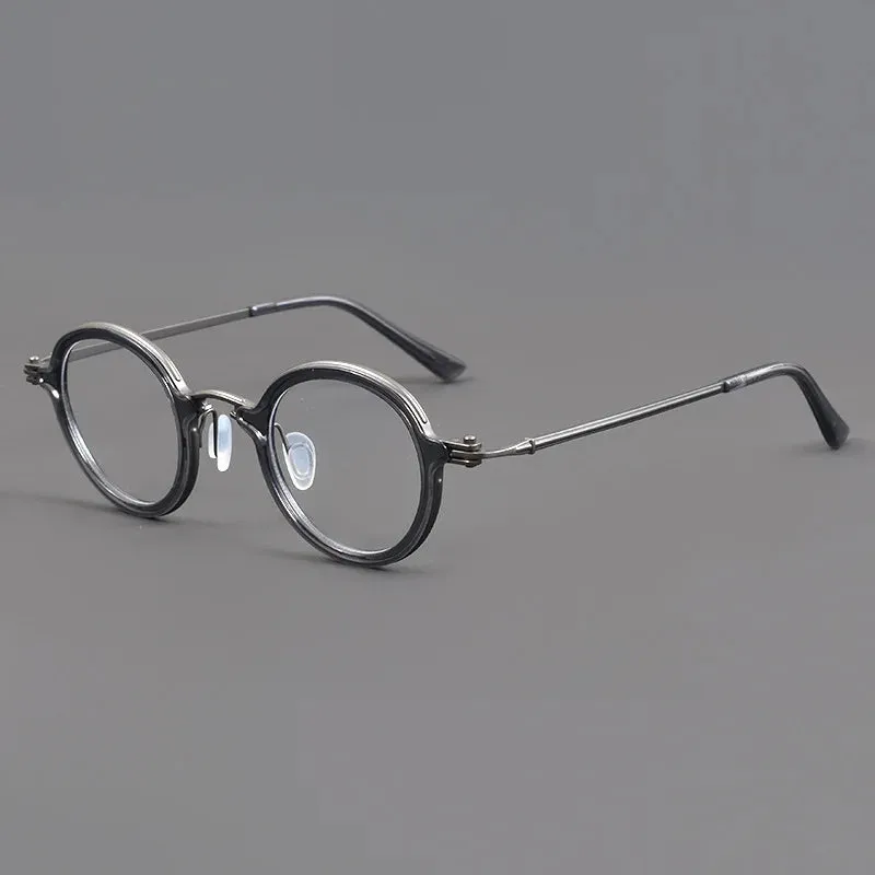Black Mask Unisex Full Rim Round Titanium Acetate Eyeglasses Tv5899