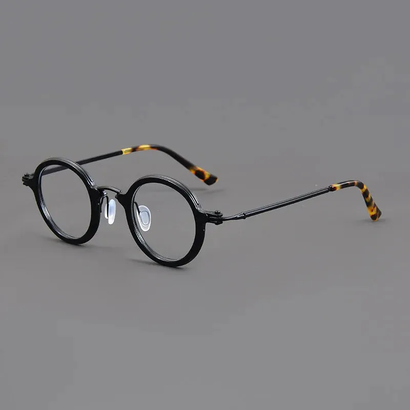 Black Mask Unisex Full Rim Round Titanium Acetate Eyeglasses Tv5899