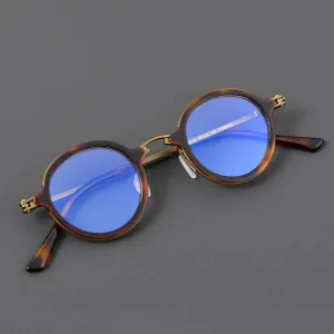 Black Mask Unisex Full Rim Round Titanium Acetate Eyeglasses Tv5899