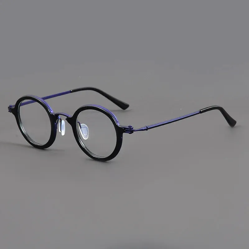 Black Mask Unisex Full Rim Round Titanium Acetate Eyeglasses Tv5899