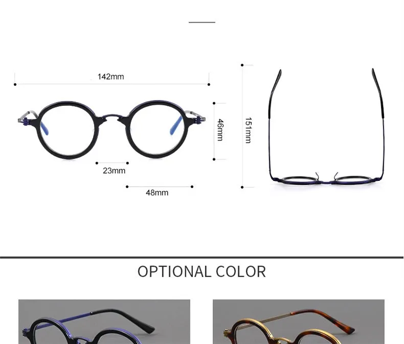 Black Mask Unisex Full Rim Round Titanium Acetate Eyeglasses Tv5899