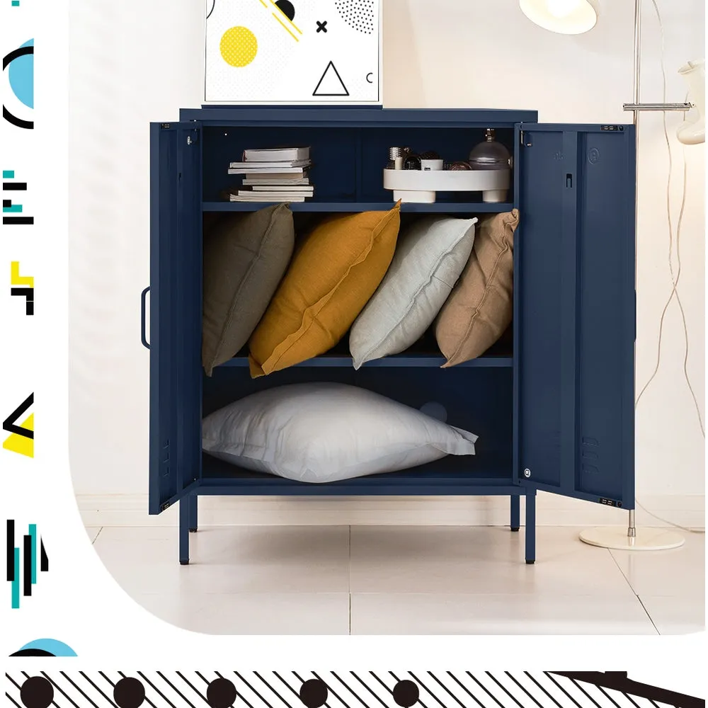Blue Metal Buffet Sideboard, Ample Storage, ArtissIn
