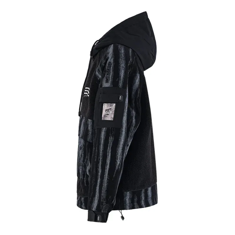 Cargo Male Padded Jackets Hooded Camouflage Letter Pattern Drwastring Striped Casual Lamb Wool Casual Men's Coats CPG2535