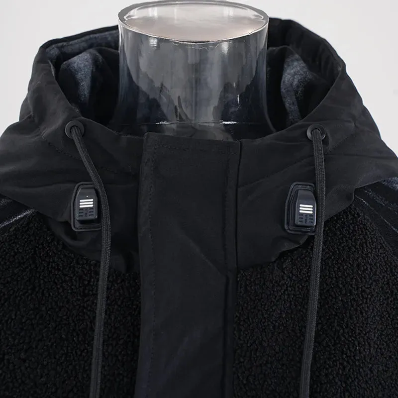 Cargo Male Padded Jackets Hooded Camouflage Letter Pattern Drwastring Striped Casual Lamb Wool Casual Men's Coats CPG2535