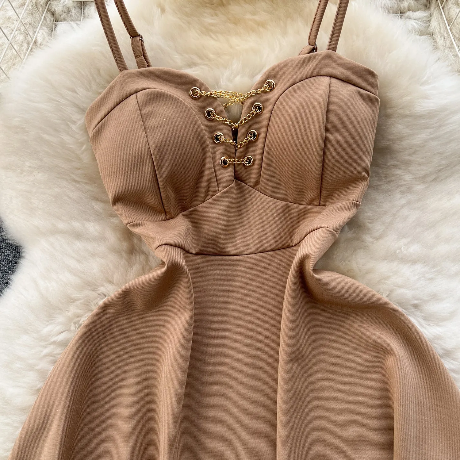 Chic Chain Decorated Slip Dress