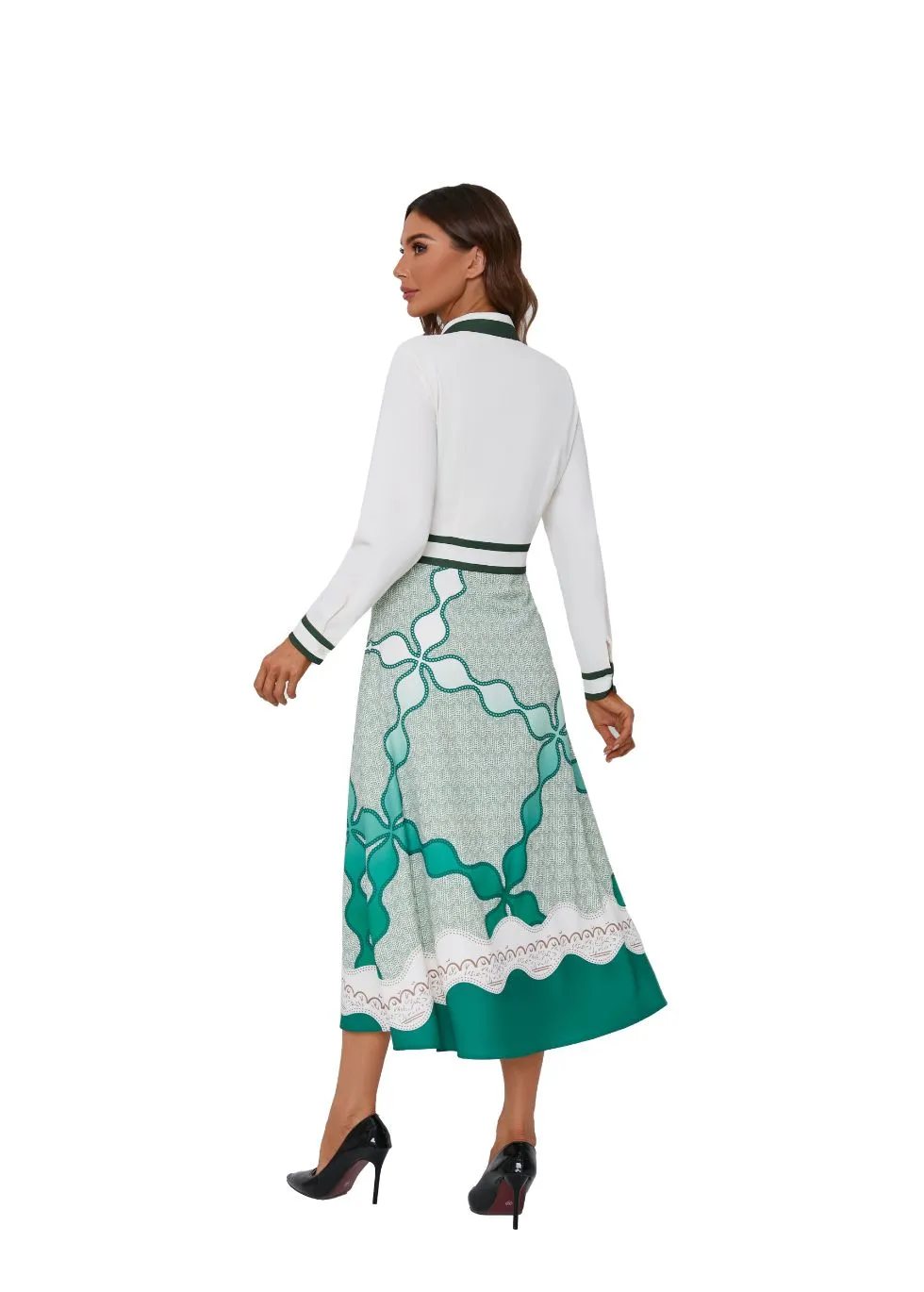 Chic Print Collared Midi Dress
