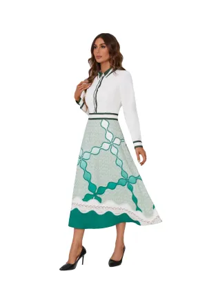 Chic Print Collared Midi Dress