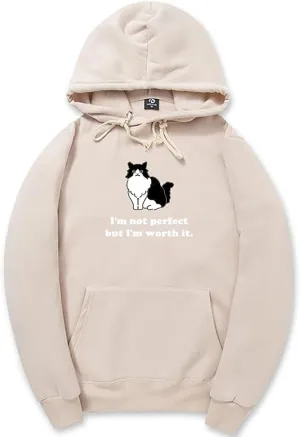CORIRESHA Unisex Cute Cat Hoodie Casual Long Sleeve Drawstring Cotton Personalized Sweatshirt