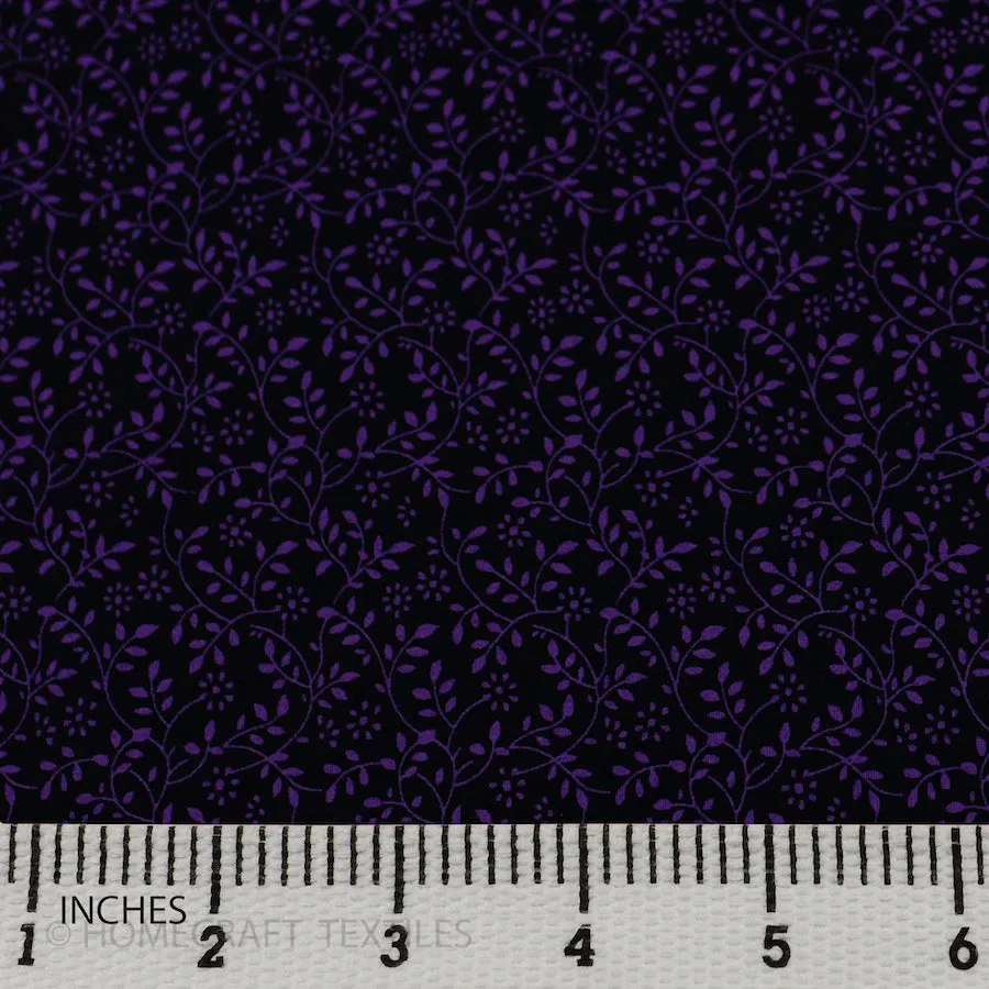 Dark Purple Vine Flutter Cotton Print