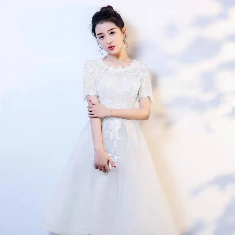 Elegant white semi formal 8th grade graduation college party prom dresses 2021#115544