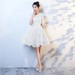 Elegant white semi formal 8th grade graduation college party prom dresses 2021#115544