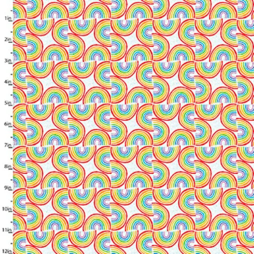 Fabric Editions Create & Hobby Rainbows on White Cotton Prints