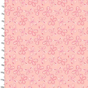 Fabric Editions Hello Spring Coral Blush Butterfly Cotton Prints