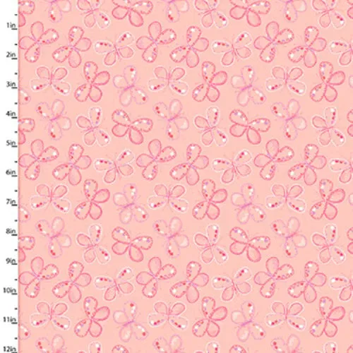 Fabric Editions Hello Spring Coral Blush Butterfly Cotton Prints