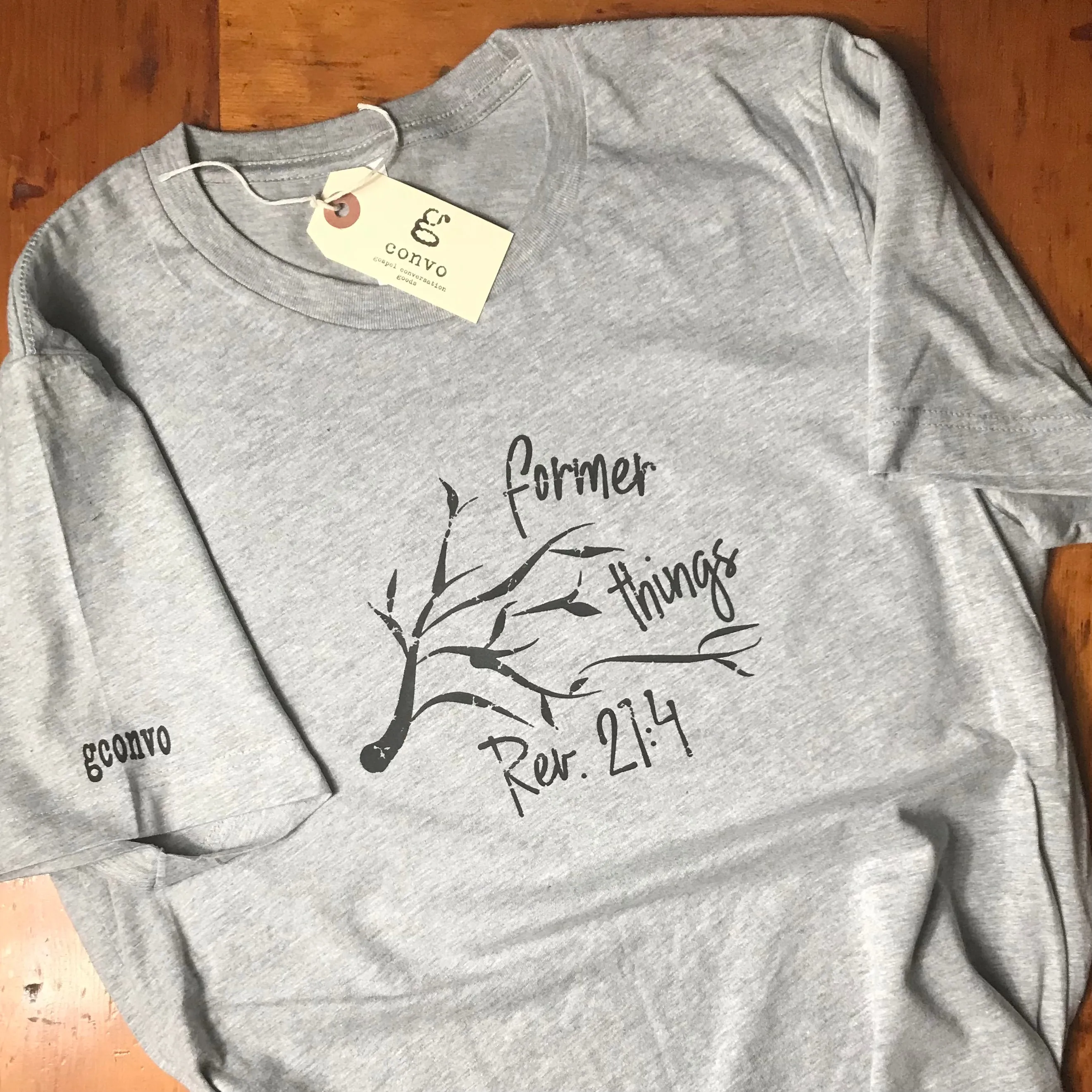 Former things. Short Sleeve Tee, Athletic Gray, Black