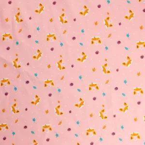 Fox on Coral Printed Flannelette
