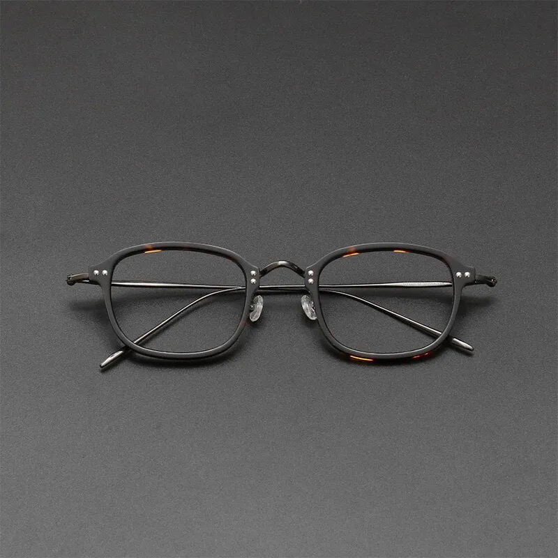 Gatenac Unisex Full Rim Square Titanium Acetate Frame Eyeglasses Gxyj364