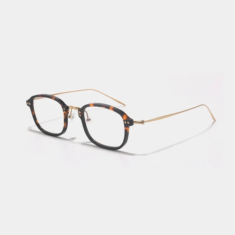 Gatenac Unisex Full Rim Square Titanium Acetate Frame Eyeglasses Gxyj364