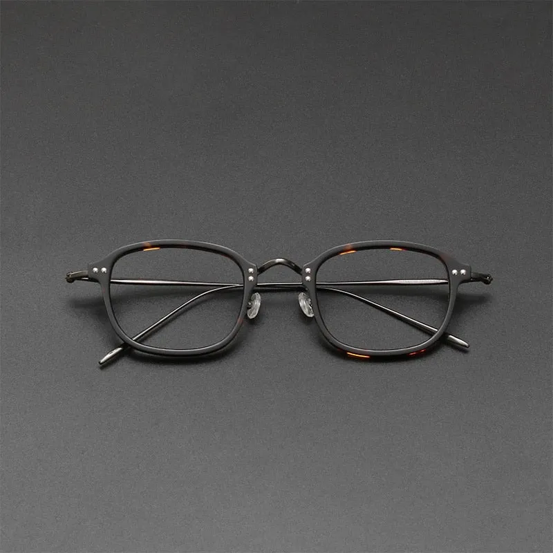 Gatenac Unisex Full Rim Square Titanium Acetate Frame Eyeglasses Gxyj364