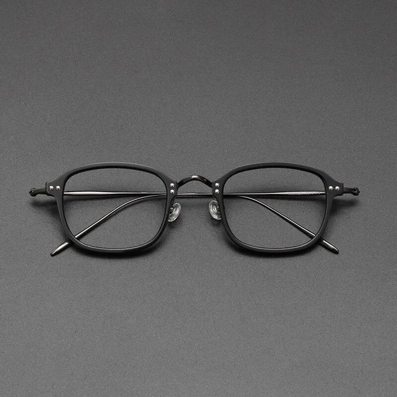 Gatenac Unisex Full Rim Square Titanium Acetate Frame Eyeglasses Gxyj364