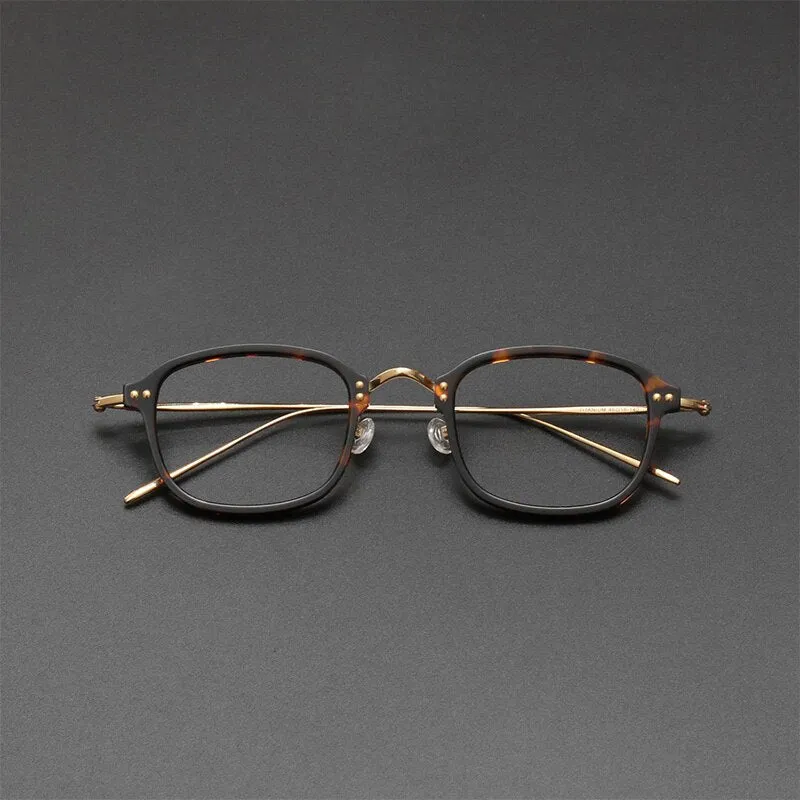 Gatenac Unisex Full Rim Square Titanium Acetate Frame Eyeglasses Gxyj364