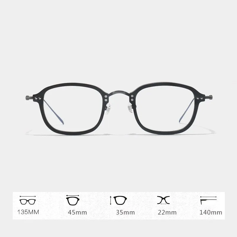 Gatenac Unisex Full Rim Square Titanium Acetate Frame Eyeglasses Gxyj364