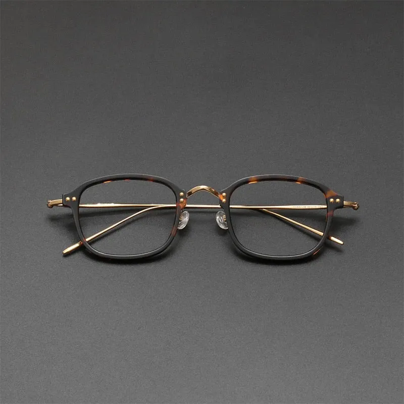 Gatenac Unisex Full Rim Square Titanium Acetate Frame Eyeglasses Gxyj364