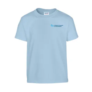 Gildan Youth Heavy Cotton T-Shirt with Light Blue Logo