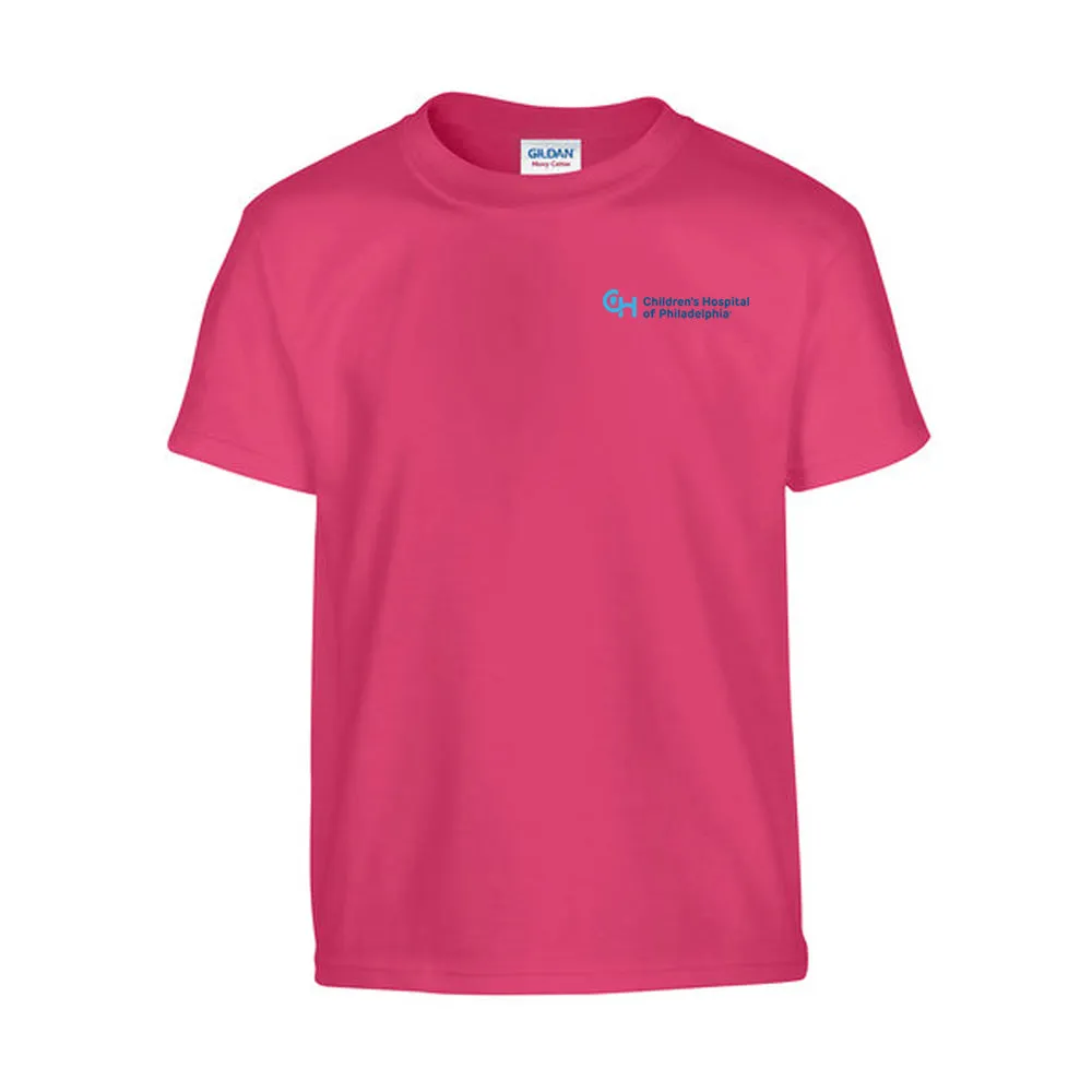 Gildan Youth Heavy Cotton T-Shirt with Light Blue Logo