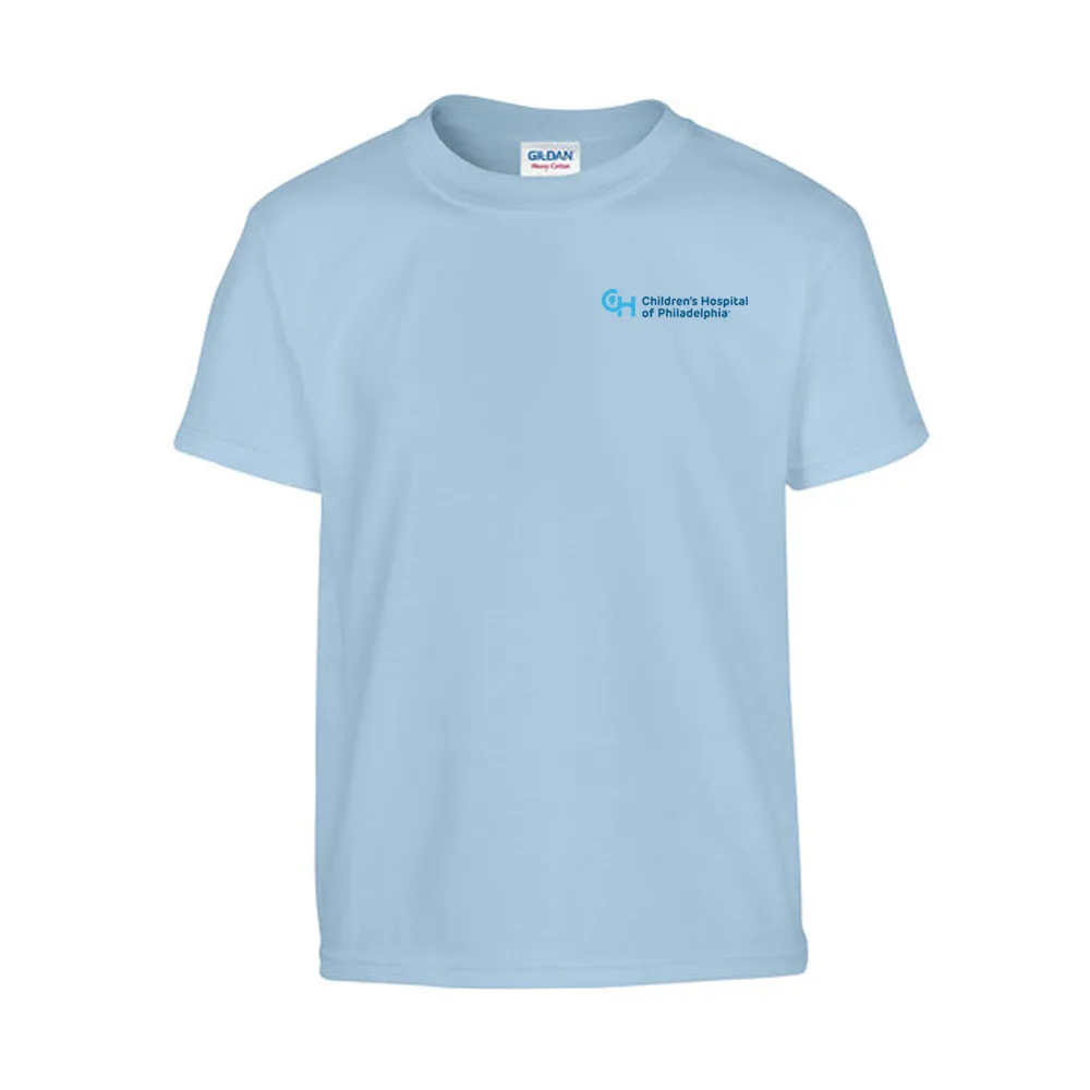 Gildan Youth Heavy Cotton T-Shirt with Light Blue Logo