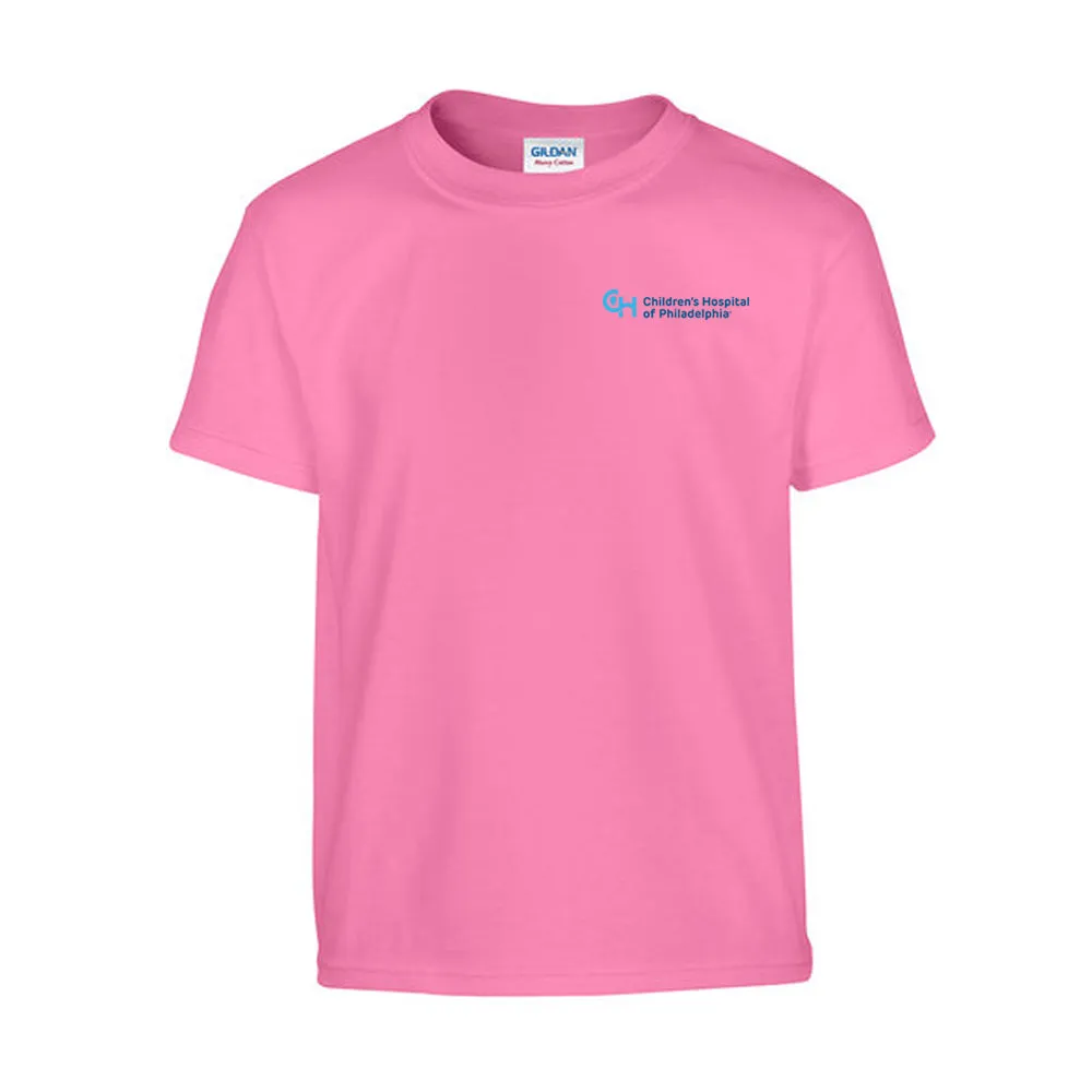 Gildan Youth Heavy Cotton T-Shirt with Light Blue Logo