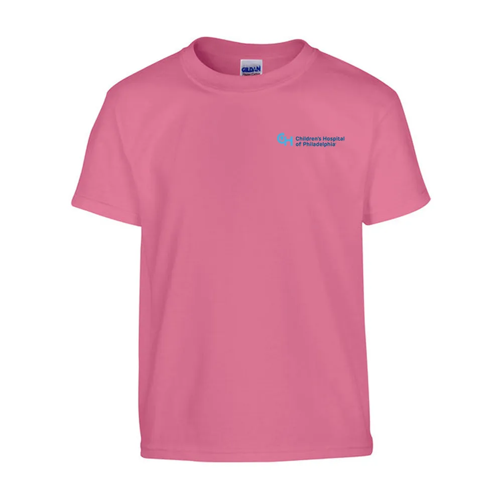 Gildan Youth Heavy Cotton T-Shirt with Light Blue Logo