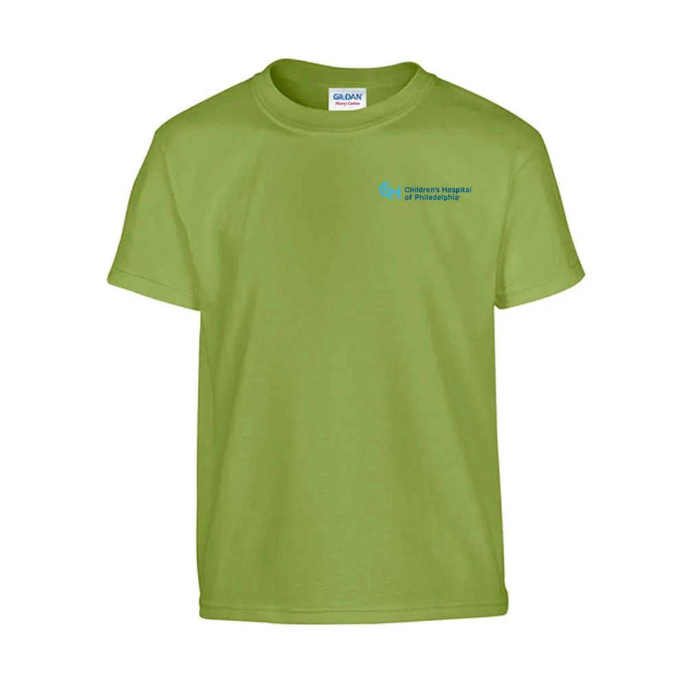 Gildan Youth Heavy Cotton T-Shirt with Light Blue Logo