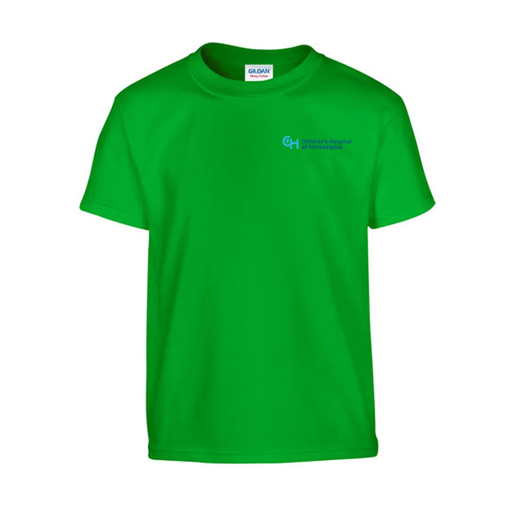 Gildan Youth Heavy Cotton T-Shirt with Light Blue Logo