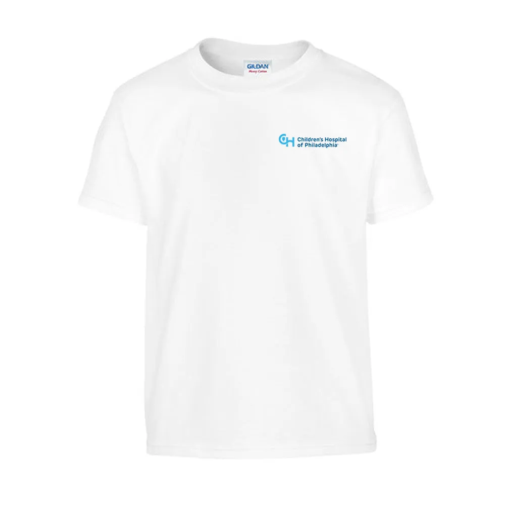 Gildan Youth Heavy Cotton T-Shirt with Light Blue Logo