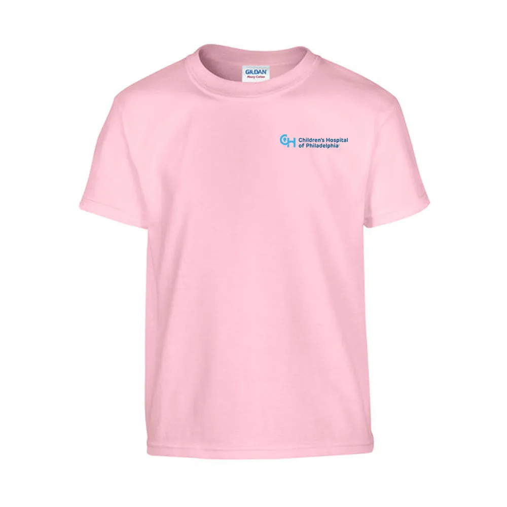 Gildan Youth Heavy Cotton T-Shirt with Light Blue Logo