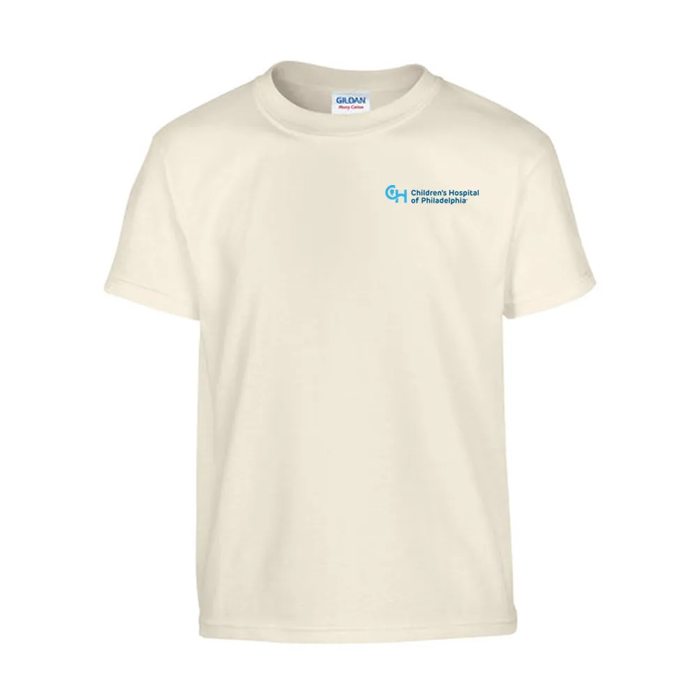 Gildan Youth Heavy Cotton T-Shirt with Light Blue Logo